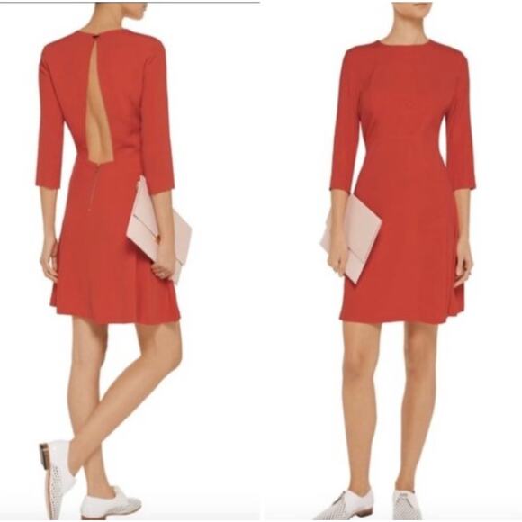 SANDRO Requiem Open-Back Mini Dress in Rogue Red LBD 3/4 Sleeve Size 2 M - Picture 11 of 12